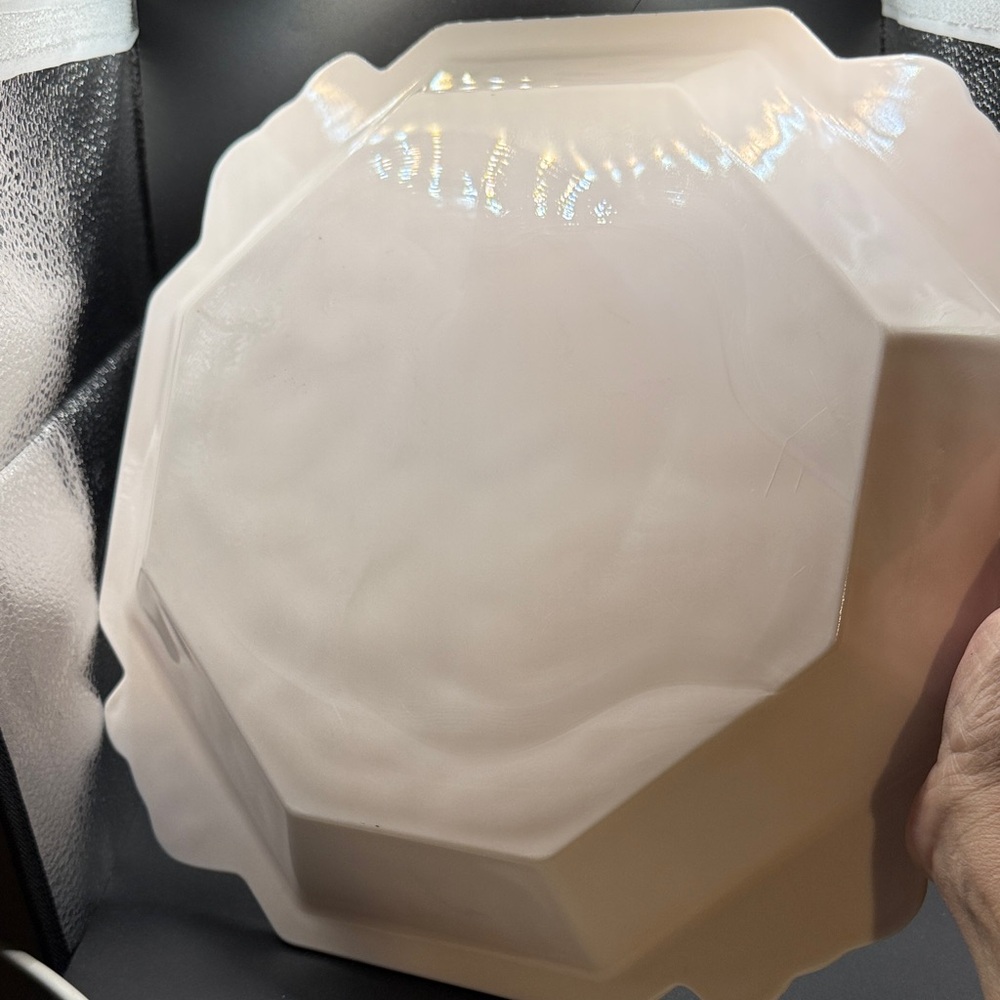 Pink Milk Glass Platter Fruit Motif - Picture 4 of 5